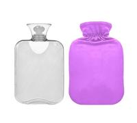 Heliotrope - Botella de agua caliente con funda suave de 1 litro, bonitas bolsas de agua caliente, calentador de cama para calambres menstruales, alivio del dolor de cuello y hombros