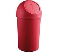 helit H2401225 - Papelera con tapa „the flip“ de 25 l, roja | Cubos de basura con tapa a presión para una eliminación higiénica de residuos