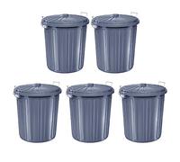 helit H2405783-5 - Papelera "the big boy" 55 litros, 5 piezas, gris, papelera con tapa y asa