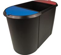 Helit Trio-System - Papelera de tres compartimentos, color negro