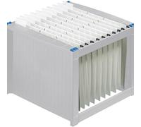 helit H6110084 - Archivador colgante, extra resistente, apilable, gris claro / azul