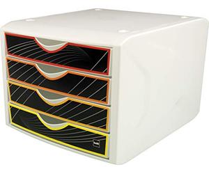 helit H6129569 - Cajonera «el camaleón», 4 cajones, para formato DIN A4, flor silvestre, 1 unidad