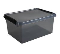Helit H6165008 - Caja de almacenaje the comfort-line 15 L - gris transparente, caja de almacenaje con tapa