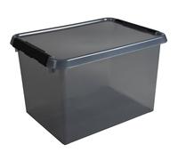 Helit H6165108 - Caja de almacenaje the comfort-line 22 L - gris transparente, caja de almacenaje con tapa