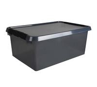 Helit H6165508 - Caja de almacenaje the comfort-line 45 L - gris transparente, caja de almacenaje con tapa