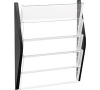 Helit H6270495 - Soporte de pared para periódicos (4 compartimentos, DIN A3, formato horizontal), color negro