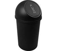 Helit - Papelera con tapa basculante (13 l, redonda, PP), color negro | Cubos de basura con tapa a presión para una eliminación higiénica de residuos