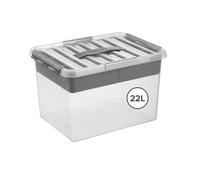 Sunware H6161002 - Caja de almacenaje "the q-line", 22 litros, con tapa, transparente, 1 unidad
