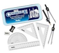 HELIX Cambridge - Juego de herramientas de matemáticas con lata de almacenamiento, 9 piezas