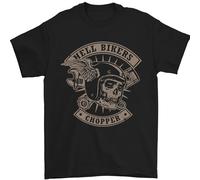 Hell Bikers Chopper Biker Skull Motorcycle Camiseta para hombre 100% algodón, Negro, XL