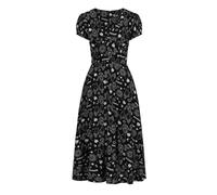 Hell Bunny Hello Goodbye Mujer Vestido Largo Negro-Blanco 100% Viscosa