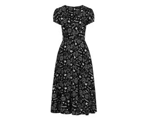 Hell Bunny Hello Goodbye Mujer Vestido Largo Negro-Blanco 100% Viscosa