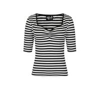 Hell Bunny Warlock Mujer Camiseta Manga Larga Negro-Blanco XS 95% algodón, 5% elastán Regular