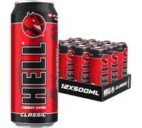 HELL CLASSIC Energy Drink | +20% More Caffeine | Vitamins B2, B3, B6, B12, C & D | No Preservatives | Environmentally Friendly Packaging | 12 x 500 ml | Compatible with HELL Energy