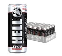 HELL Energy Drink Zero | Sin azúcar | 24 latas de 250 ml | 32 mg/100 ml de cafeína | Contiene vitaminas B2 B3 B5 B6 B12 | Sin conservantes | Vegano | Reduce la fatiga y aumenta la energía