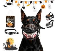 Hell Hound Monster Muzzle, Scary Dog Muzzle with Teeth Halloween (A-1,XL)