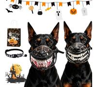 Hell Hound Monster Muzzle, Scary Dog Muzzle with Teeth Halloween (Mix,XXL)