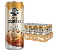 HELL Ice Coffee Latte | 24 latas de 250 ml | 40 mg/100 ml de cafeína | Contiene extractos de grano de café arábica real y Robusta | 75% leche UHT | Sin conservantes | Café helado | Listo para beber