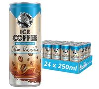 HELL Ice Coffee Slim Vanilla Latte | Sin azúcar añadido | 24 latas de 250 ml | Cafeína de 40 mg/100 ml | Extractos de café arábica real y Robusta | 75% leche UHT | Sin conservantes | Café helado |