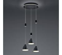HELL Lámpara colgante LED Leni, 3 luces, redondo, negro True