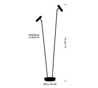 HELL Lámpara de pie LED Tom Pro, negra, 2 luces, CCT, atenuador True