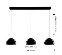 HELL Luxxo lámpara colgante LED, negra, 3 luces, control remoto