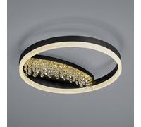 HELL Plafón LED Dana con decoración de cristal, negro True