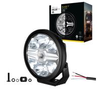 Hella LED-Faro de Carretera - Blade Black 7" - 12/24V - Redondo - Número de Referencia: 50 - Transparente - Color de la luz: Blanco - Cable: 500mm - Frontal, Posición luz Blanca, Redondo 7" - Ref. 50