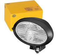 HELLA 1GA 996 361-501 Halógena-Faro de trabajo - Oval 100 - 24/12V - montaje exterior/atornillado - de pie/Abrazadera de montaje giratoria - Iluminación campo cercano - Conector: Conector plano