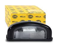 HELLA 2KA 001 386-231 Piloto de matrícula - 12V - montaje exterior/Conexión roscada - Color de tulipa: transparente - Conector: Conector plano - izquierda/derecha
