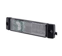HELLA 2PG 011 422-277 Luces de posición - LED - 24V - montaje exterior/Conexión roscada - Color de tulipa: transparente - Color LED: blanco - Conector: AMP - delante - Cant.: 50