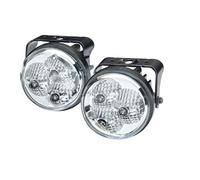 HELLA 2PT 009 599-811 LED-Juego de luces circulación diurna - 90mm - 24/12V - redondo - montaje exterior - Color de tulipa: transparente - Frontal del vehículo/Frontal del vehículo