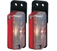 Hella 2XS 005 020-011 Luz de gálibo - 12/24V - montaje exterior - Color de tulipa: transparente/rojo - Montaje lateral ext. (Paquete de 2)