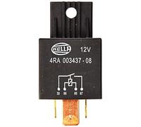 HELLA 4RA 003 437-081 Relé, corriente de trabajo - 12V - 4polos - Diagrama de circuito: S1 - Conector: B3 - Contacto cierre alto rendimiento - Color: negro - con soporte