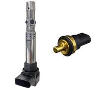 HELLA 5DA 193 175-901 Bobina de encendido - 12V - 4 polos - enchufado y HELLA 6PT 009 309-331 sensor, temperatura del refrigerante - 12V - 2 polos