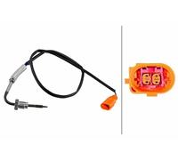 HELLA 6PT 010 376-621 Sensor, temp. gas escape - 2polos - atornillado - Cable: 740mm