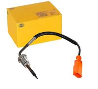 HELLA 6PT 010 376-681 Sensor, temp. gas escape - 2polos - atornillado - Cable: 195mm