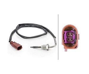 HELLA 6PT 014 494-041 Sensor, temp. gas escape - 2polos - atornillado - Cable: 640mm