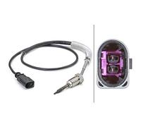 HELLA 6PT 014 494-261 Sensor, temp. gas escape - 2polos - atornillado - Cable: 660mm