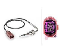 HELLA 6PT 014 494-361 Sensor, temp. gas escape - 2polos - atornillado - Cable: 450mm