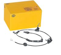 HELLA 6PU 012 679-711 Sensor, revoluciones de la rueda - 12V - 2polos - Eje trasero izquierda - Cable: 990mm - con soporte