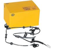 HELLA 6PU 012 679-731 Sensor, revoluciones de la rueda - 12V - 2polos - Eje delantero, izquierda - Cable: 870mm - con soporte