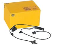 HELLA 6PU 012 679-771 Sensor, revoluciones de la rueda - 12V - 2polos - Eje delantero, izquierda - Cable: 995mm - con soporte
