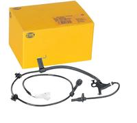 HELLA 6PU 012 679-791 Sensor, revoluciones de la rueda - 12V - 2polos - Eje delantero, izquierda - Cable: 1125mm - con soporte