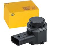 HELLA 6PX 358 141-341 Sensor, auxiliar de aparcamiento - en forma de ángulo - 3polos - enchufado - barnizable - con anillod e sujeción