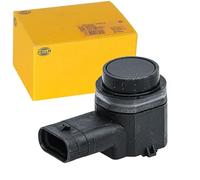 HELLA 6PX 358 141-471 Sensor, auxiliar de aparcamiento - en forma de ángulo - 3polos - enchufado - barnizable - con anillod e sujeción