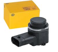 HELLA 6PX 358 141-531 Sensor, auxiliar de aparcamiento - en forma de ángulo - 3polos - enchufado - barnizable - con anillod e sujeción