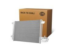 HELLA 8FC 366 220-431 Condensador, aire acondicionado - Tubos refrigerantes paralelo - Aluminio - con juntas - con secador