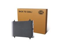 HELLA 8FC 366 221-221 Condensador, aire acondicionado - Tubos refrigerantes paralelo - Aluminio - con juntas - con secador