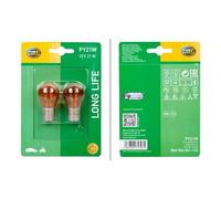 HELLA 8GA 006 841-133 Halógena Lámpara - PY21W - Long Life up to 3x longer lifetime - 12V - 21W - Modelo de zócalo, bombilla incandescente: BAU15s - Blister - Cant.: 2